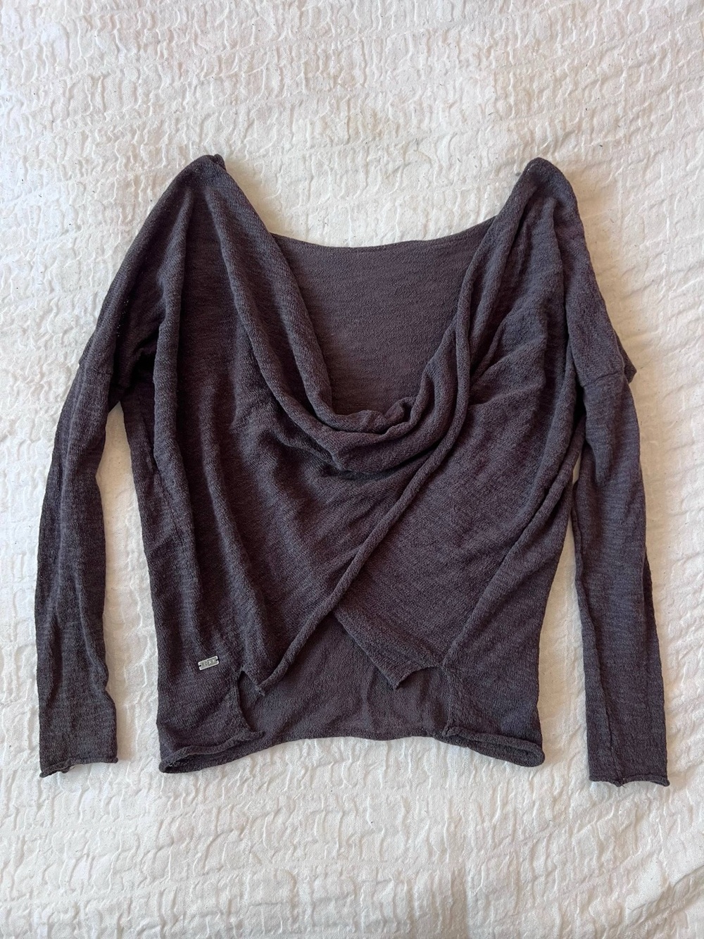 Roxy Dark Charcoal Draped Sweater